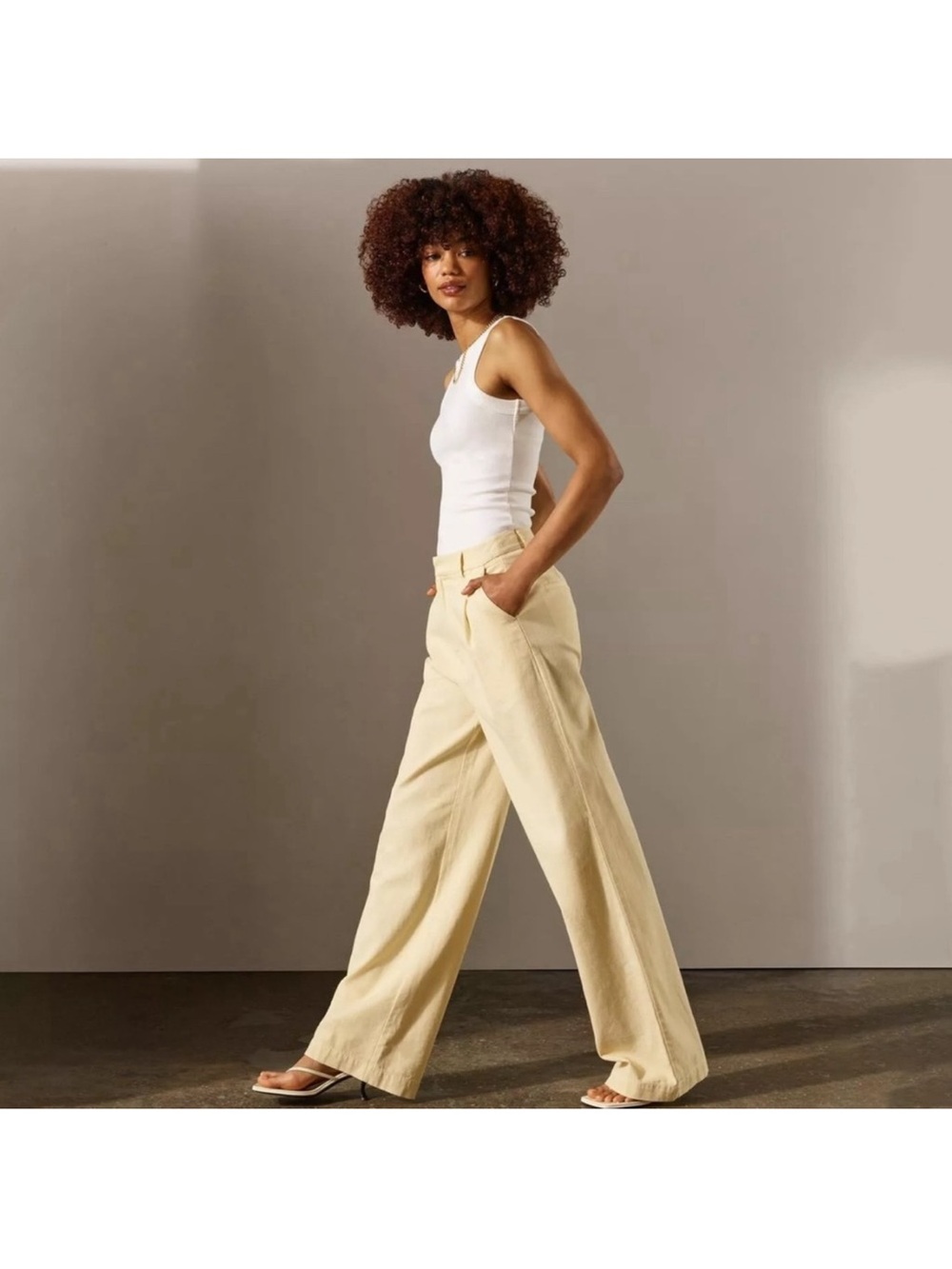 NWT Joe's Jeans Flaunt cotton linen High-Waist pleated Wide Leg Pants size 4